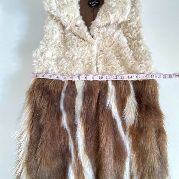 Bebe Faux Fur Over Size Shearling Look Long Vest XS - Picture 11 of 14